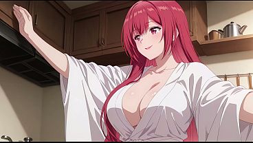 Anak Tiri Pulang Cepat, Lihat Istri Bokap Masak Cuma Pakai Robe Mungil. Kureha Enomoto Cosplay Mesum Bikinan Ai.